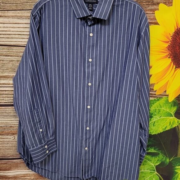 Land's End Mens Long Sleeve Dress Shirt Size 16.5 32/33" Pre-owned - Picture 1 of 3